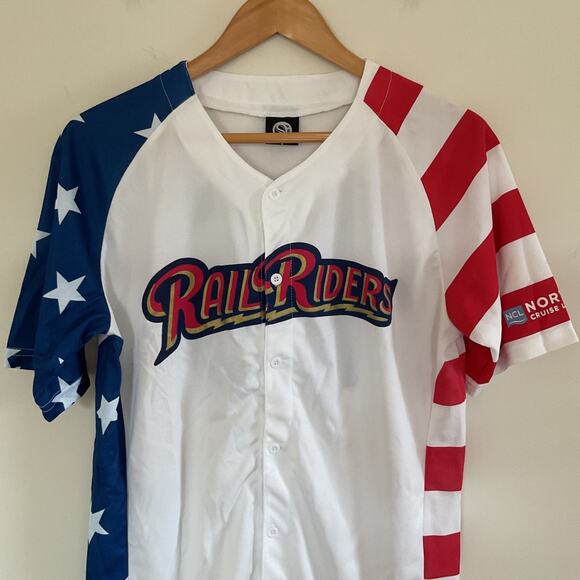 Scranton/Wilkes-Barre RailRiders Jersey #16 Sz S US Flag Froggy 101 Patriotic - Picture 3 of 10